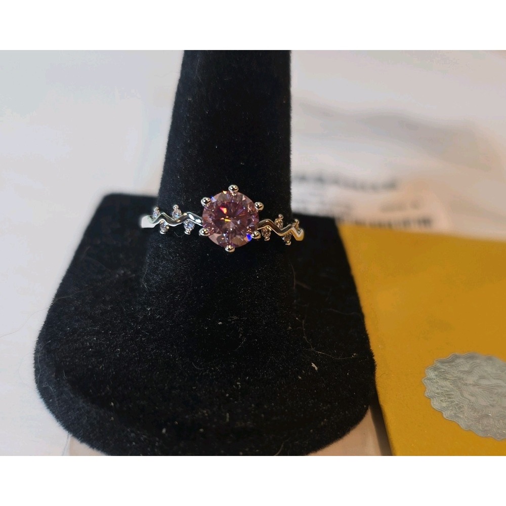 1 CT Sakura Pink Moissanite Ring Size 8 Rhodium Plated GRA Certificate